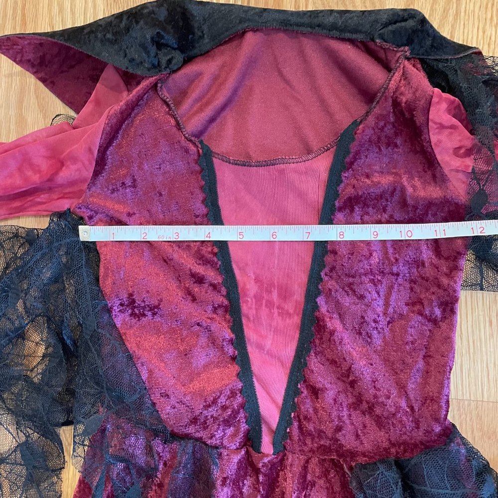 Gothic Rose Maiden One Piece Dress Stand Up Collar Cranberry/Black Girls Med 7-8 - Picture 9 of 12